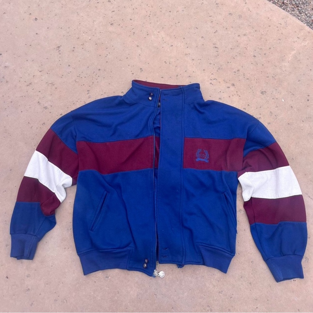 Vintage 90s Christian Dior jacket in amazing condition blue, burgundy, and white